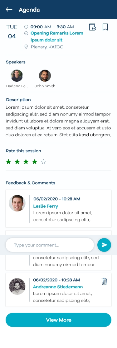 Session details screen